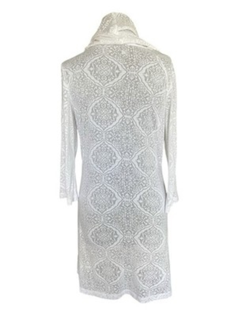 Bally Total Fitness White Hooded Burnout Tunic Cover Up Dress Women's M VG - Picture 6 of 10